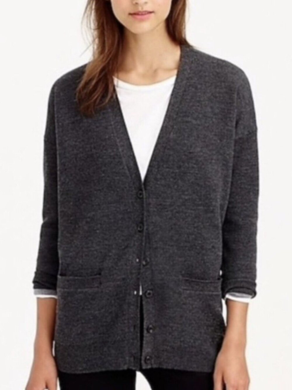 J. Crew Merino Wool Double Knit Long Cardigan Sweater Boyfriend